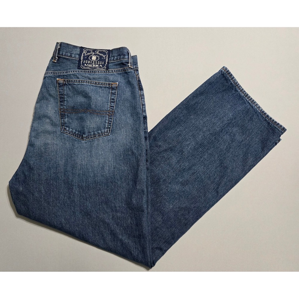 Lucky Brand Dungarees Mens 40 Blue Classic Fit Jeans Regular Straight Leg Denim